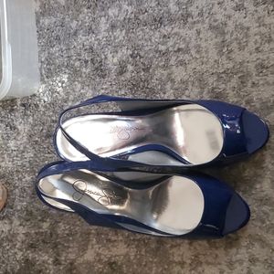 JESSICA SIMPSON blue peep toe heels